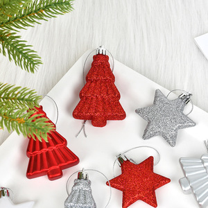 High Quality Plastic Red White Silver Christmas <b>Tree</b> Shape Shatterproof Hanging <b>Tree</b> <b>Ornaments</b> Indoor Christmas Decorations - Product Image 5