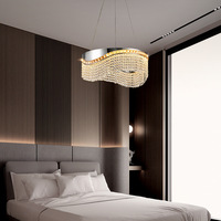 Lustre moderne pour chambre et salon, base ronde en acier inoxydable, doré, luxueux, arc double, ovale, en cristal