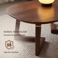 Table basse ovale moderne en bois massif avec base en V, table centrale pour chambre et salon, durable et écologique