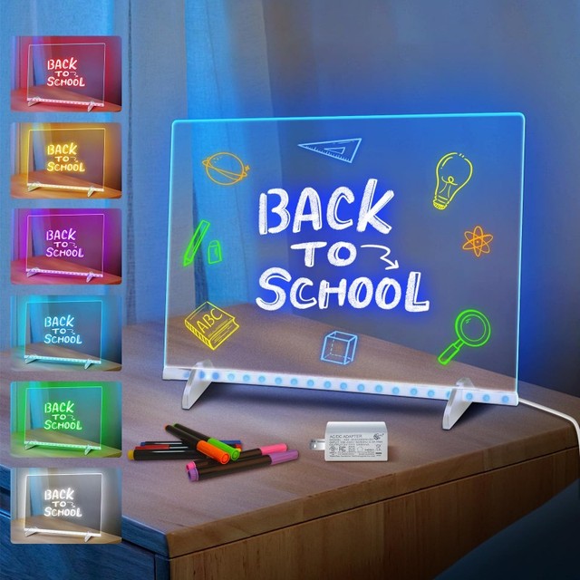 7 Color LED Note Board Light up Dry Erase Boards Led Drawing Board for Kids With Includes Adapter
