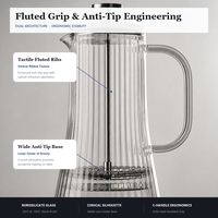 Cafetière à piston à base large cannelée en verre borosilicate 350ml 650ml 1000ml avec filtre à piston en métal fin