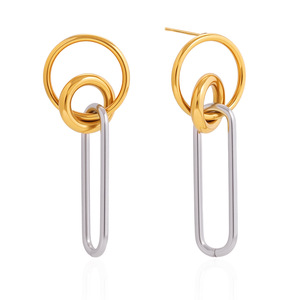 Geometric Drop Earrings Stainless Steel Color Blocked Linear Tassel For Women Light Luxury High End Feel - Product Image 5