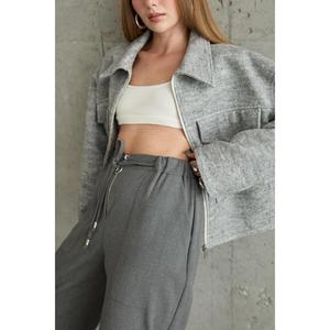 Pantalones Anchos Grises de Cintura Alta para Mujer, de Algodón y Fibra de Bambú, Transpirables - Product Image 2