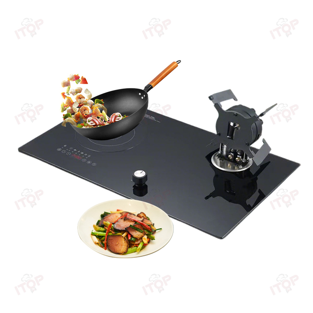 Desktop and Embedded Hybrid Built-In 2 Burners Electric Infrared Ceramic Induction Cooker and Gas Stove for Outdoor & RV Use