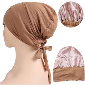 <span class=keywords><strong>Bonnet</strong></span> Chapeau <span class=keywords><strong>Sous</strong></span> <span class=keywords><strong>Hijab</strong></span> Personnalisé avec Cordon à <span class=keywords><strong>Nouer</strong></span>, Couleur Unie, <span class=keywords><strong>Sous</strong></span>-<span class=keywords><strong>Hijab</strong></span> Turban Doublé Satin Soie pour Femme - Product Image 4