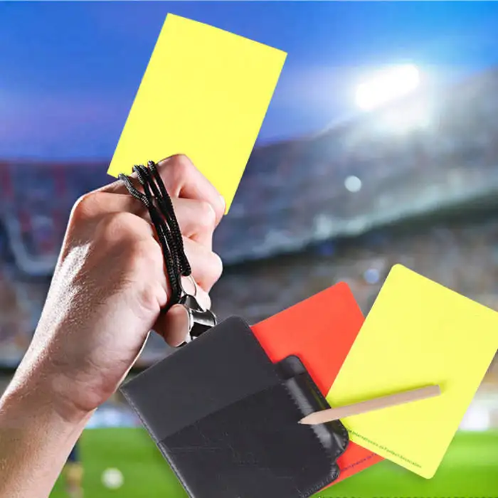 Toptan yeni spor futbol futbol hakem uyarı kartları kırmızı kart ve sarı kart ile cüzdan dizüstü