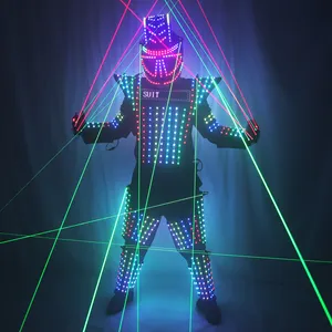 Full-Color Led Robot Pak Laser Kostuum Jasje Groen Model Show Dance Dj Bar Performance Jurk Voor Feest