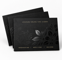 Cartes de remerciement personnalisées 500 g/m² noir mat, gaufrage UV, cartes cadeaux d'entreprise, papeterie d'entreprise