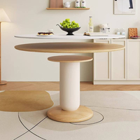 Juego de Comedor Nórdico Moderno, Mesa Redonda con Aspecto de Mármol y Base, 4 Sillas con Estructura de Madera, Duradero y Ecológico para Hogar y Hotel