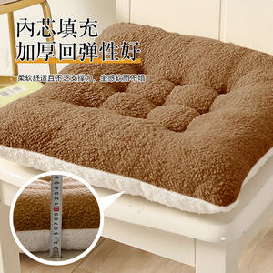 SkLamb Fleece Seat Cushion Coffee <b>White</b> Soft Plush <b>Chair</b> Pad For Home <b>Office</b> Student Use - Product Image 2