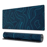 Tapis de souris de jeu de conception de carte topographique bleue étendue XXL grand tapis de souris étanche en caoutchouc antidérapant pour Gamer Office Home