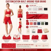 Ensemble de yoga personnalisé à pois métallisés, soutien-gorge à col en V et bretelles croisées, short cycliste taille haute croisée, idéal pour le Pilates, le studio et le fitness