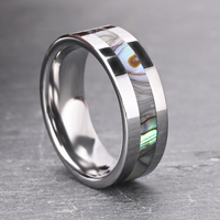 Vente chaude Naturel Shell Incrustation De Tungstène Anneaux 8mm Femmes Hommes Argent Bande De Mariage De Mode En Carbure De Tungstène Anneau