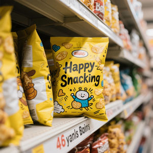 Bolsa de plástico laminado de grado alimenticio con 3 sellos laterales impresos personalizados Embalaje de patatas fritas con bolsa de almohada con sello trasero MOQ 100PCs - Product Image 5