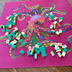 Tapis de table de mahjong personnalisé à motif pieuvre, 31,5 pouces, en caoutchouc épais, imperméable et antidérapant, protection de table pour salle de jeux - Product Image 2