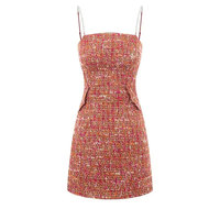 Costume jupe deux pièces élégant en tweed pour femme-Ensemble veste et mini jupe de style européen