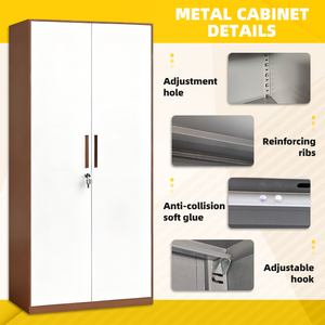 ארון נעילה פלדה עם 2 דלתות ומדף מתכוונן, ריהוט אחסון לבן שימושי לבית הספר למשרד - Product Image 4