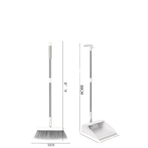 Cheap plastic broom with stainless steel dustpan set