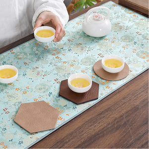 Pu Leather Coaster 10cm Round <b>Waterproof</b> Heat Insulating Tea Mat For Table Dining <b>Set</b> - Product Image 2