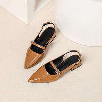 Escarpins slingback en cuir PU pour femmes, à bout pointu, style Mary Jane avec boucle en strass, talon carré, 3 couleurs, tailles 35-43, chaussures de soirée