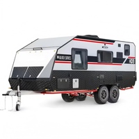 Camping-car extensible moderne de style mid-century pour 4 personnes avec châssis tout-terrain haute résistance, charge utile maximale de 4500 kg pour le camping et le caravanning