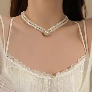 Легкий роскошный стиль жемчужное серебряное ожерелье Модная элегантная цепочка для ключицы для женщин