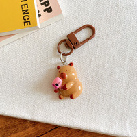Dessin animé mignon 3D Capybara poupée porte-clés avec anneau porte-clés voiture clé sac accessoires pendentif créatif enfants cadeaux en gros