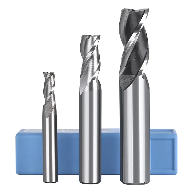 Huhao Hss Drie Fluiten Cnc Tools Houtbewerking Router Bits Carbide Afwerking Einde Molen Met Beschermgat H04230201