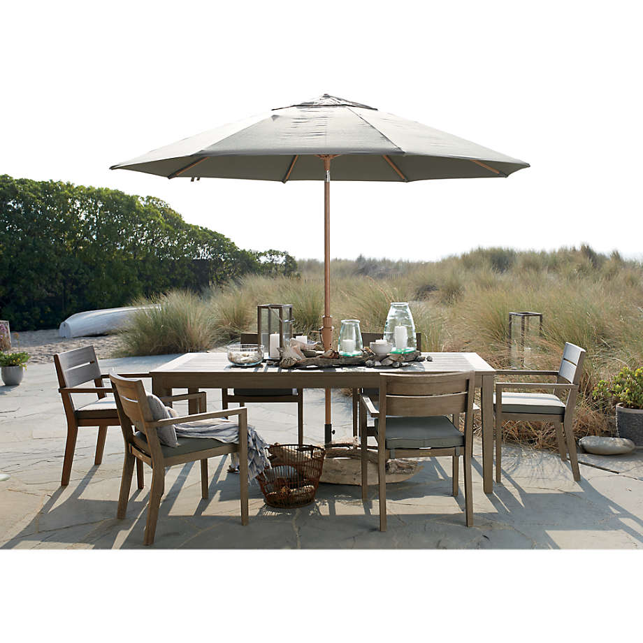 Backyard wood outdoor furniture all-weather teak garden dining table and chairs set for patio