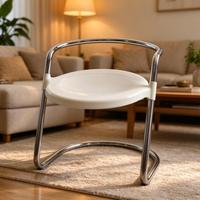Tabouret d'appoint cantilever pour salon, stable, avec structure en métal chromé courbé et assise en plastique, idéal pour la salle à manger