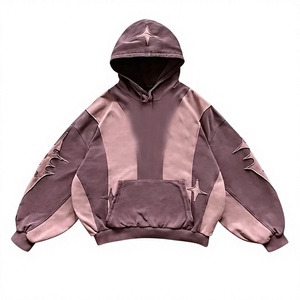Sweat à capuche vintage délavé à l'acide, 100 % coton molletonné, éco-responsable, haute qualité, avec broderie appliquée et patchs personnalisés, style streetwear printanier - Product Image 1