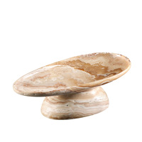 SAIDKOCC 30*15*9CM Plat à fruits ovale sur pied en marbre naturel, style simplicité moderne, ornement décoratif de bureau