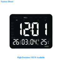 Jam Alarm Dinding Digital Multifungsi Kalender Elektronik Timer Monitor Suhu dan Kelembapan Ruangan untuk Rumah Kantor