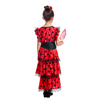 Costume Ethnique Traditionnel Espagnol Filles Costume Halloween Danseuses de Flamenco Costumes Exotiques Performance Robe pour Filles