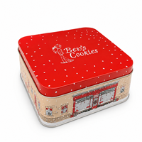 Boîte en métal de luxe de forme carrée de qualité alimentaire pour biscuits, chocolats et autres produits en gros