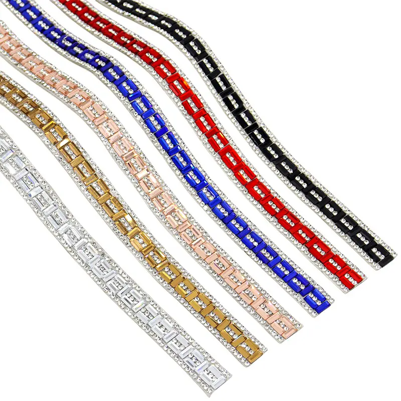 Custom Rhinestone Banding Belt Resin Adhesive Trimming Garment Accessories Hot fix Rhinestone Belt With Adhesive