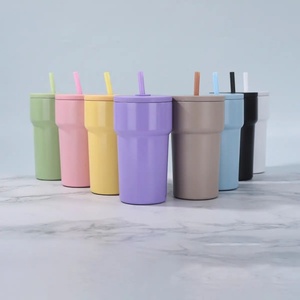 BPA Free 420ml Stainless Steel Vacuum Insulated Straw Tumbler With Handle Leak Resistant Mug for <b>Hot</b> and Cold <b>Drinks</b> - Product Image 3