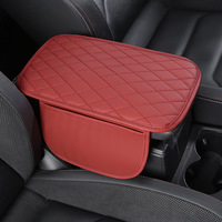 Coussin de protection universel pour accoudoir de voiture en microfibre et cuir PU avec 2 poches de rangement
