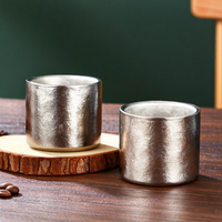 Tasse à double paroi en titane pur 100 ml, mini tasse à thé et café en cristal pour la maison et l'extérieur