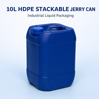 Bidon empilable en HDPE de 10 L avec bouchon à vis à large ouverture de 60 mm pour l'emballage de produits cosmétiques, de soins personnels et de carburant