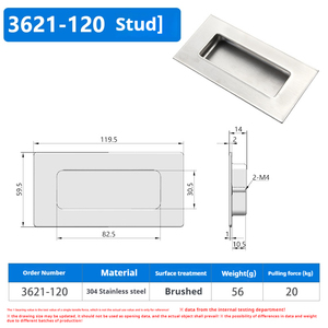Stainless Steel Sliding <strong>Door</strong> Flush Handle Oval Recessed Finger 3621 Pull Handle - Product Image 6