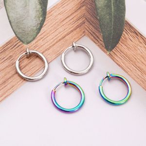 <b>Clip</b> On Earrings Stainless Steel Round Men's Minimalist Punk Style Spring <b>Clip</b> Earrings Geometric Design Fashion Jewelry - Product Image 1