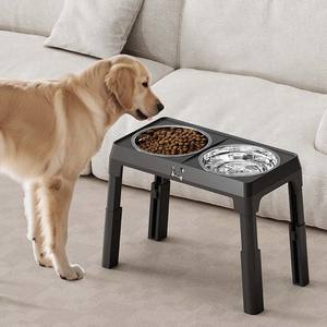 Suporte Elevado para Tigelas de Cães e Gatos com Altura Ajustável em 4 Níveis, Capacidade para 2 Comedouros de Aço Inoxidável, Antiderrapante, Impermeável e à Prova de Vazamentos - Product Image 2
