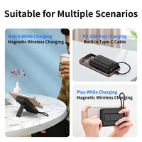Batería Externa Personalizada de 10000 mAh, Inalámbrica, con Pantalla Digital y Soporte Magnético, Carga Rápida, Cable Integrado
