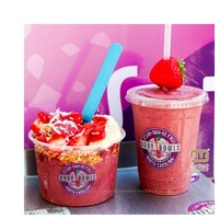 Usine 12oz 16oz 24oz clair jetable fruits crème glacée en plastique Dessert salade à emporter Dessert Acai bol avec couvercle
