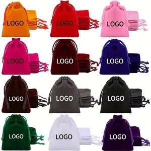 Sacs à bijoux en velours doux pour colliers de pierres précieuses, personnalisables en couleur et taille, pochettes en velours avec logo brodé pour emballage cadeau haut de gamme - Product Image 3