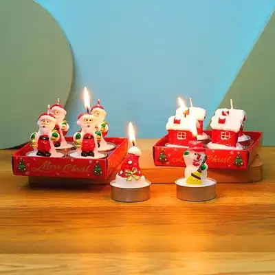 Artigianato di candele di natale quattro scatole regalo luci di candela decorazioni natalizie atmosfera per decorare regali di natale