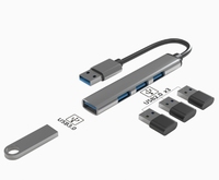 Hub Multiport USB-A 4 in 1, Hub USB C konverter multifungsi 4 Port USB 3.0