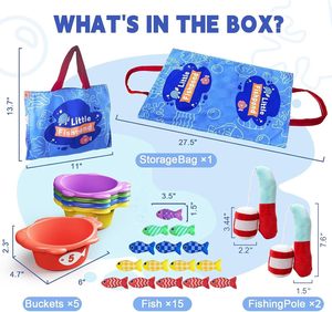 Jeu de pêche Montessori EPT avec poissons en tissu, tasses empilables et tapis de rangement pour tri de couleurs, pour bébés et tout-petits - Product Image 2