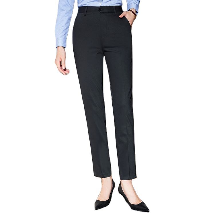 Ladies Casual Black Stretch Winter Professional Formal Petite Dress Suit Pants For Women 